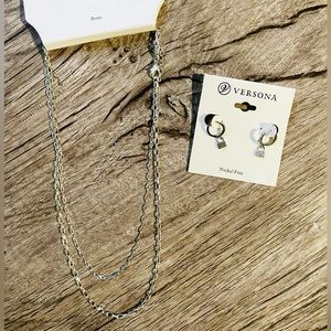 Versona Earring and Double Chain Necklace set